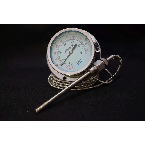 Bimetallic Thermometer GMT with capillary cable  4" dial