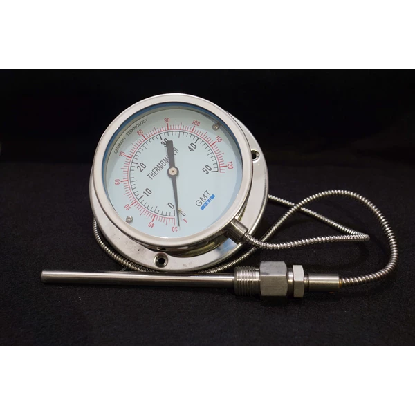 Bimetallic Thermometer GMT with capillary cable  4" dial